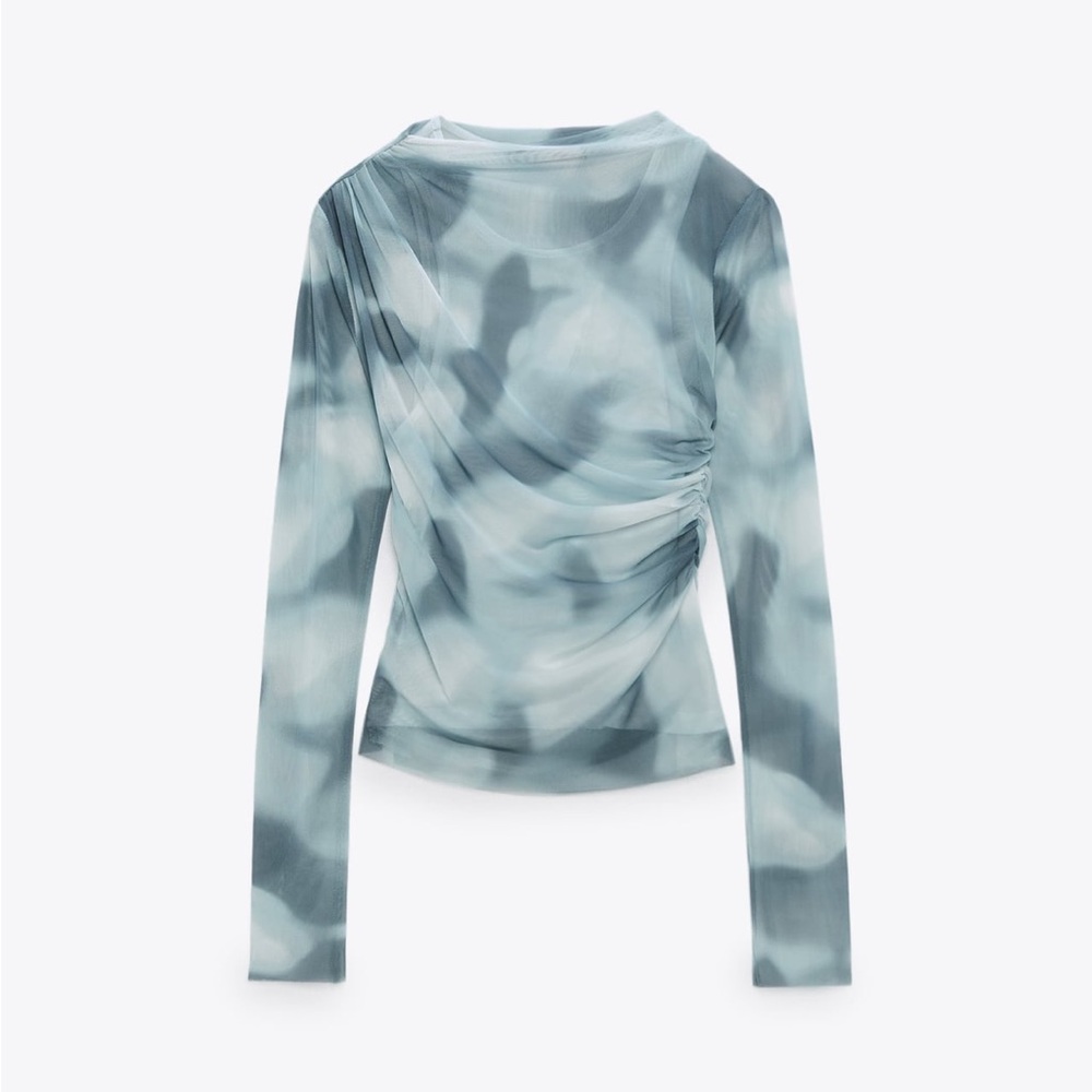 Zara Printed Tulle Top - Size Small